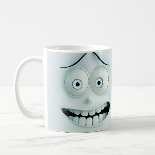 Café Apoio de Caneca 3D com Rosto Sarcástico Engraçado  (Esquerda)