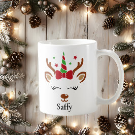 Café Arco Bonito do Unicórnio Reindeer caneca de Natal