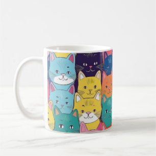 Café Arte Pop Felina Divertida - Caneca de Gato Colorid