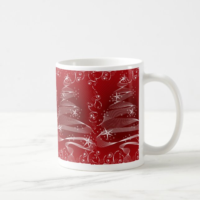 Café Árvore de X'mas & caneca vermelhas abstratas dos (Direita)