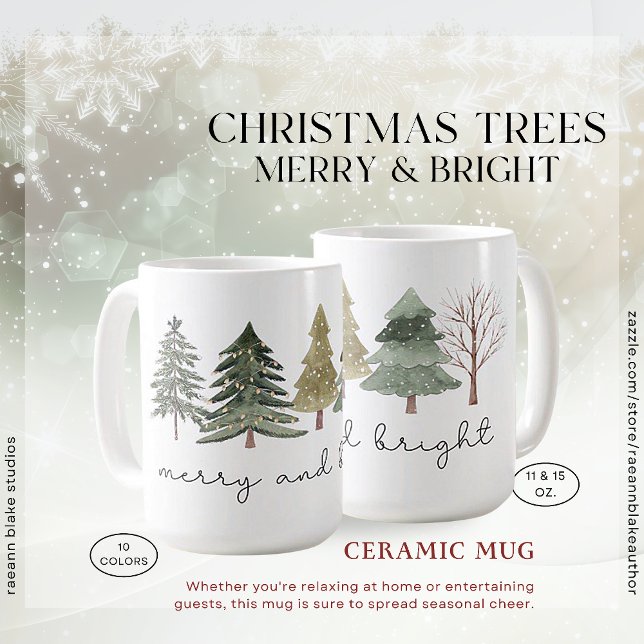 Café Árvores de Natal Alegre & Brilhante Caneca de Cerâ (Criador carregado)