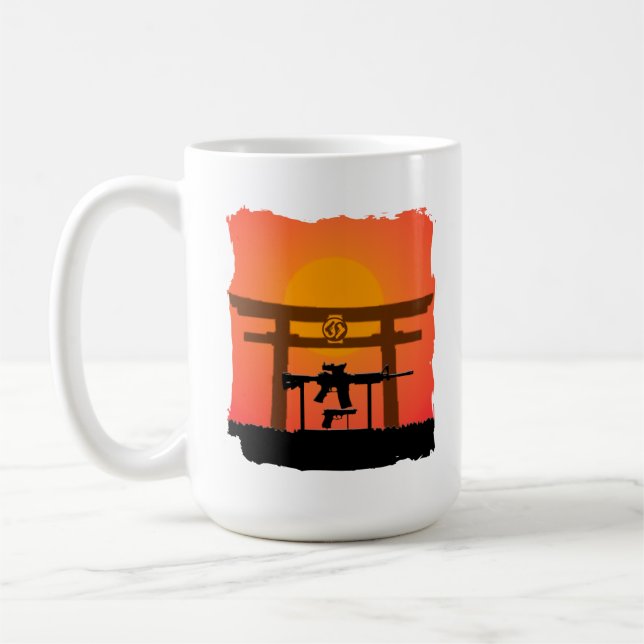 Café Atire no dia/noite da caneca da porta de Jutsu (Esquerda)