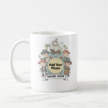 Aventura de Pirata Fofa Caneca de Foto Personaliza