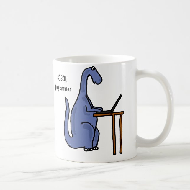 Café AY- caneca do dinossauro do programador de COBOL (Direita)