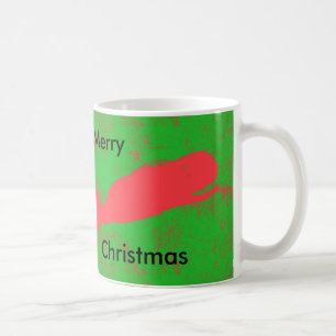 Café baleia vermelha, caneca de Natal verde feliz