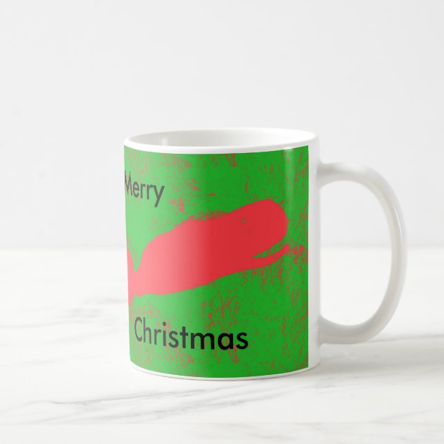 Café baleia vermelha, caneca de Natal verde feliz (Direita)