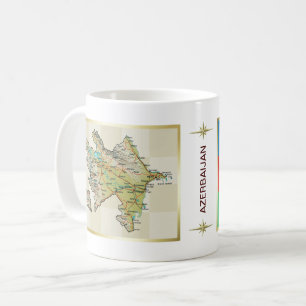 Café Bandeira de Azerbaijan + Caneca do mapa