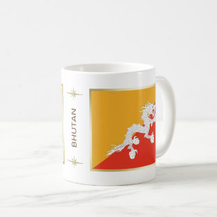 Café Bandeira de Bhutan + Caneca do mapa