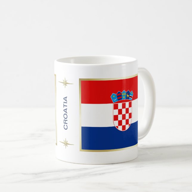 Café Bandeira de Croatia + Caneca do mapa (Frente Esquerda)
