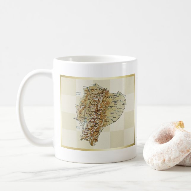 Café Bandeira de Equador + Caneca do mapa (Com Donut)