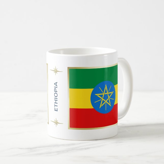 Café Bandeira de Etiópia + Caneca do mapa (Frente Esquerda)