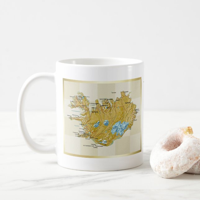 Café Bandeira de Islândia + Caneca do mapa (Com Donut)