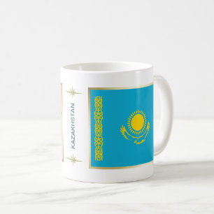 Café Bandeira de Kazakhstan + Caneca do mapa