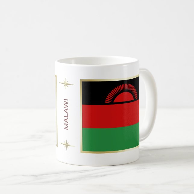 Café Bandeira de Malawi + Caneca do mapa (Frente Esquerda)