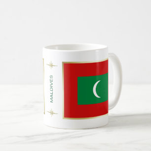Café Bandeira de Maldives + Caneca do mapa