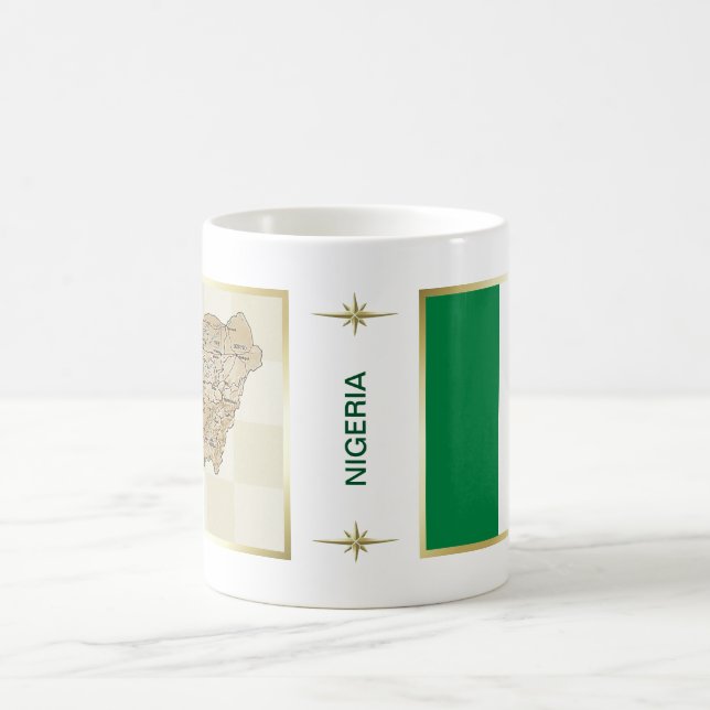 Café Bandeira de Nigéria + Caneca do mapa (Centro)
