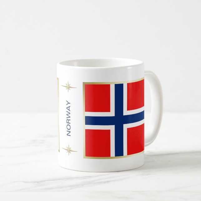 Café Bandeira de Noruega + Caneca do mapa (Frente Esquerda)