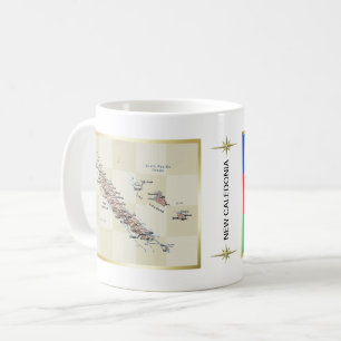 Café Bandeira de Nova Caledônia + Caneca do mapa