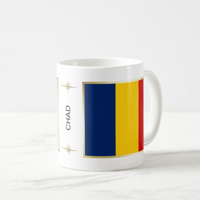 Café Bandeira de República do Tchad + Caneca do mapa (Frente Esquerda)
