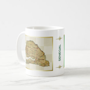 Café Bandeira de Senegal + Caneca do mapa