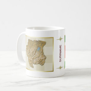 Café Bandeira de Suriname + Caneca do mapa