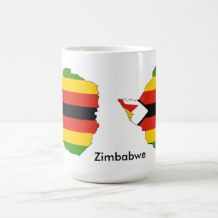 Café Bandeira temático de Zimbabwe e caneca do mapa