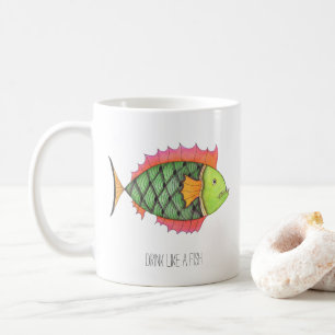 Café Beba como uma caneca de peixe