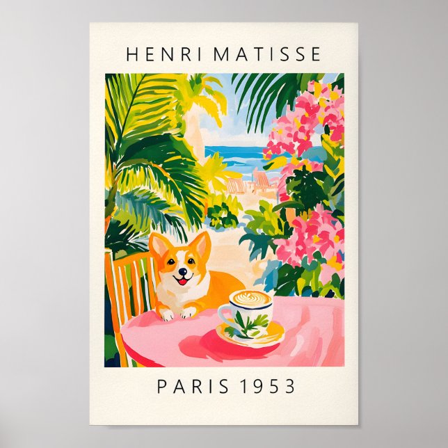 Café Bebendo De Corgi, Impressão de Cachorro Engra (Frente)