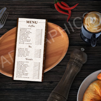 Café, bebidas e Tea Menu Personalizados
