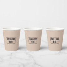 Café bege simples com logotipo de empresa mínimo