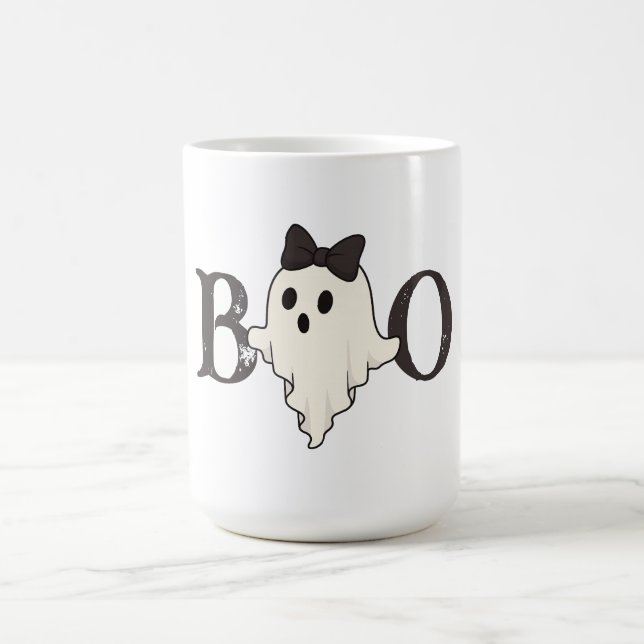 Café Bela caneca de Halloween - Fantasma "Boo" com Arco (Centro)