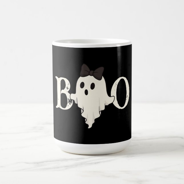Café Bela caneca de Halloween - Fantasma "Boo" com Arco (Centro)