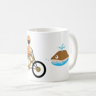 Café bicicleta familiar e uma caneca de baleia