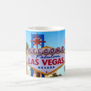 Café Boa vinda à caneca do sinal de Las Vegas