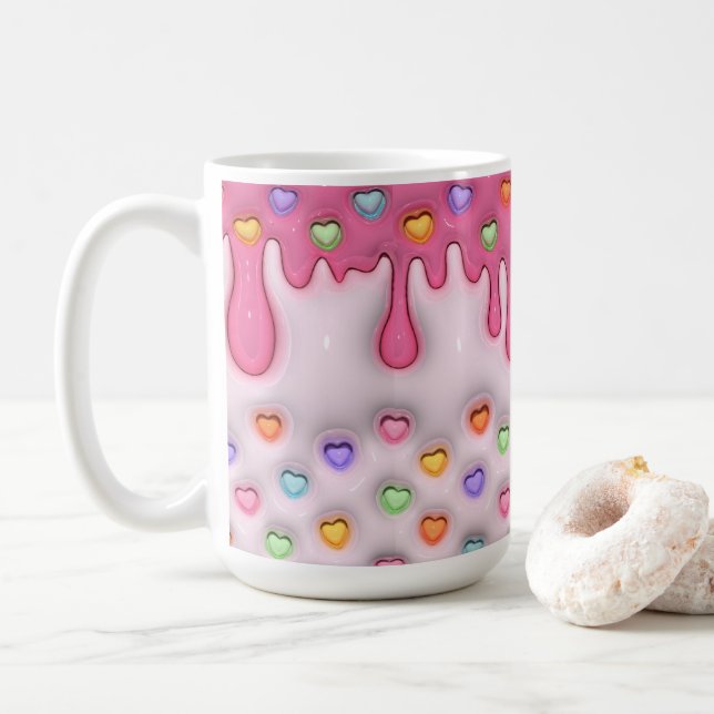 Café Bolo de Glacé Puffy com caneca de coração (Com Donut)
