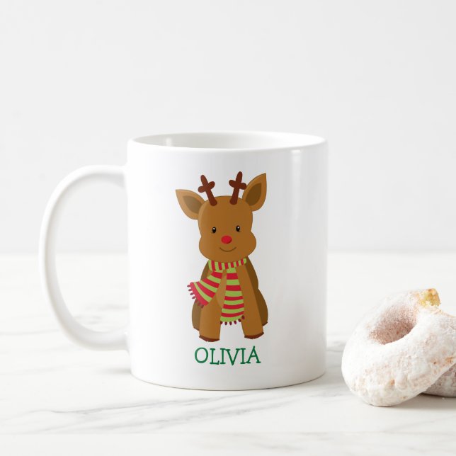 Café Bonita Reindeer Personalizada Caneca de Natal (Com Donut)