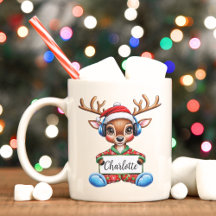 Bonitas Crianças Reindeer Caneca de Natal