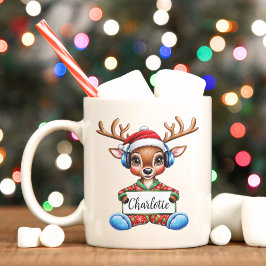 Café Bonitas Crianças Reindeer Caneca de Natal