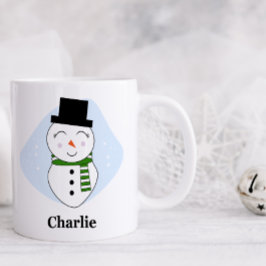 Café Bonito boneco de neve com caneca de Natal verde