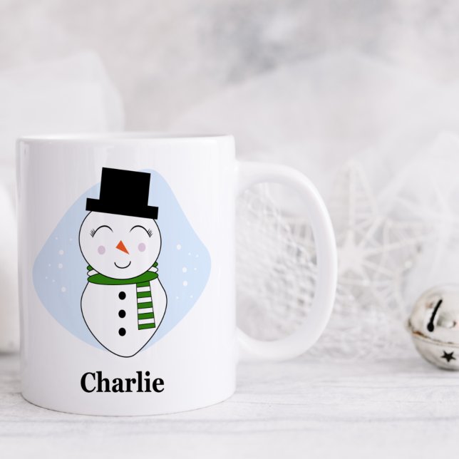 Café Bonito boneco de neve com caneca de Natal verde (Criador carregado)