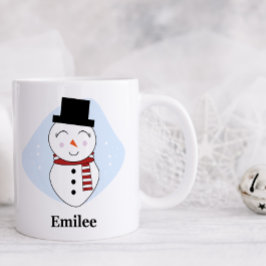 Café Bonito boneco de neve com caneca de Natal vermelha