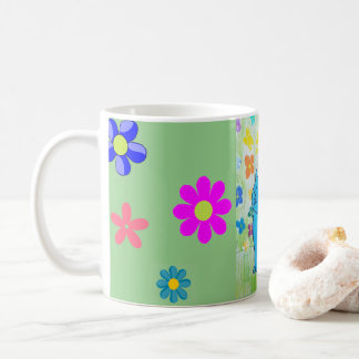 Café Bonito caneca de gato com flor