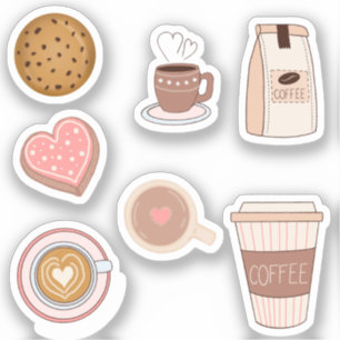 Café bonito e adesivo simples