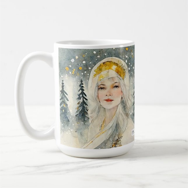 Café Bonito rainha da neve caneca de Natal em uma flore (Esquerda)