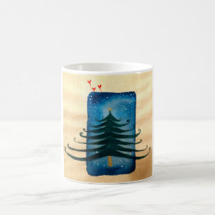 Café Branco da árvore de Natal caneca branca clássica