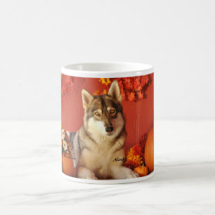 Café Branco da queda do lobo caneca branca clássica de