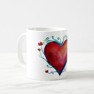 Café Branco do amor do coração caneca do clássico de