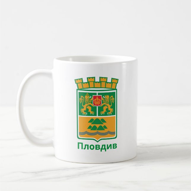Café Brasão de Armas de Plovdiv, Bulgária Caneca de Caf (Esquerda)