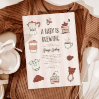 Café Brevejando Chá de fraldas Rosa Convite