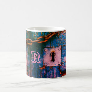 Café Buraco da fechadura da porta e caneca de madeira